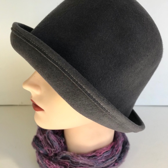 Hat Cloche Cap 100%Wool Felt USA Gray NEW Stock - Picture 3 of 7